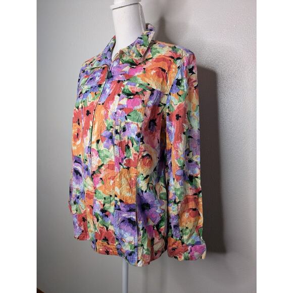 Drapers & Damons Floral Stretch Long Sleeve Collared Jacket Blazer, Womens Large - Picture 3 of 11